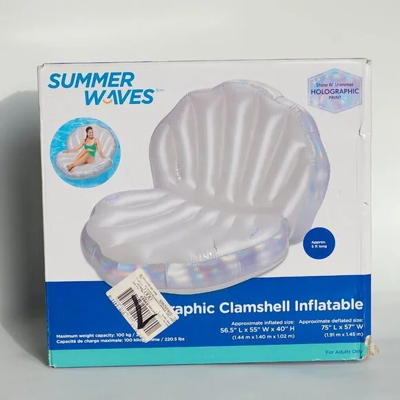 Clamshell Ride-On Lake Inflatable Float/Lounger BNIP FUNSICLE Iridescent - Picture 2 of 7